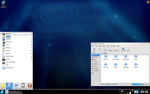 [Fedora 9 KDE 4 screenshot]