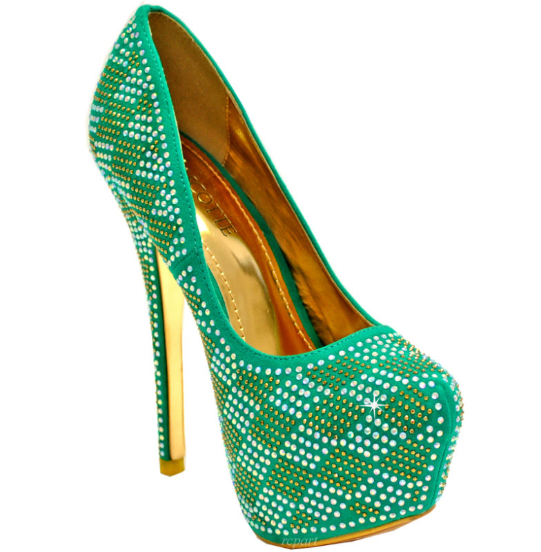 ladies green evening shoes