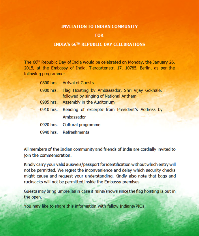 26 January Invitation Letter In Hindi - Invitație Blog