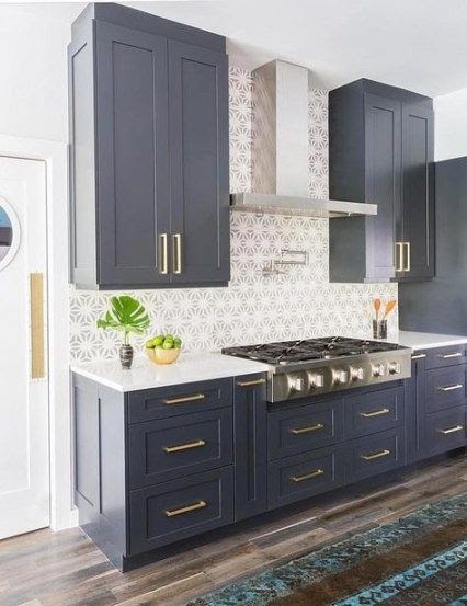 Navy Blue Kitchen Cabinets With Gold Hardware - Kitchen Ideas
