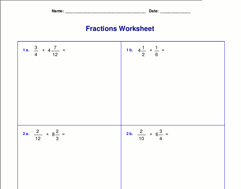 Fraction Practice Worksheets 6Th Grade - 6th Grade Math Worksheets