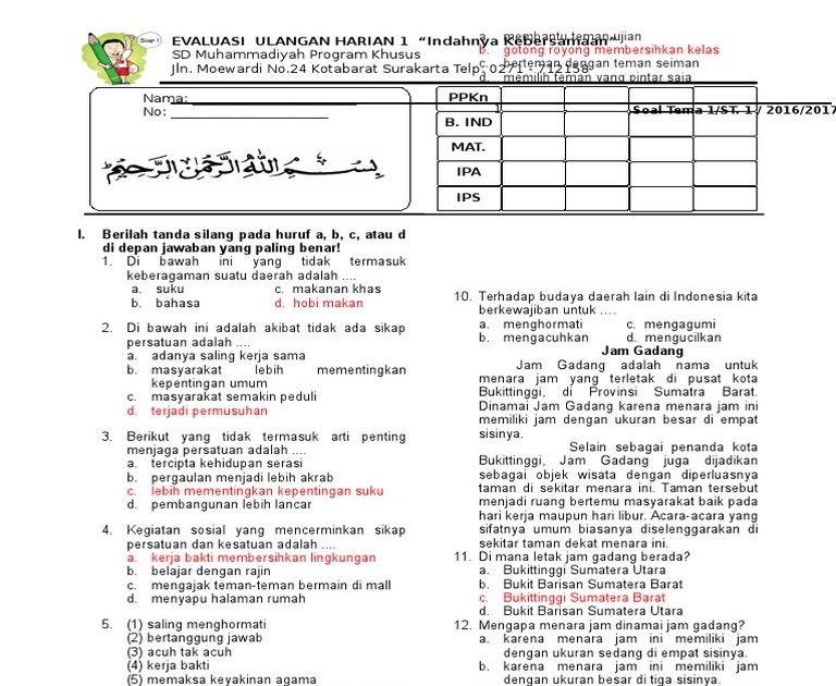 Contoh Soal Esai Uts Tema 1 Kelas 4 - Jejak Sekolah