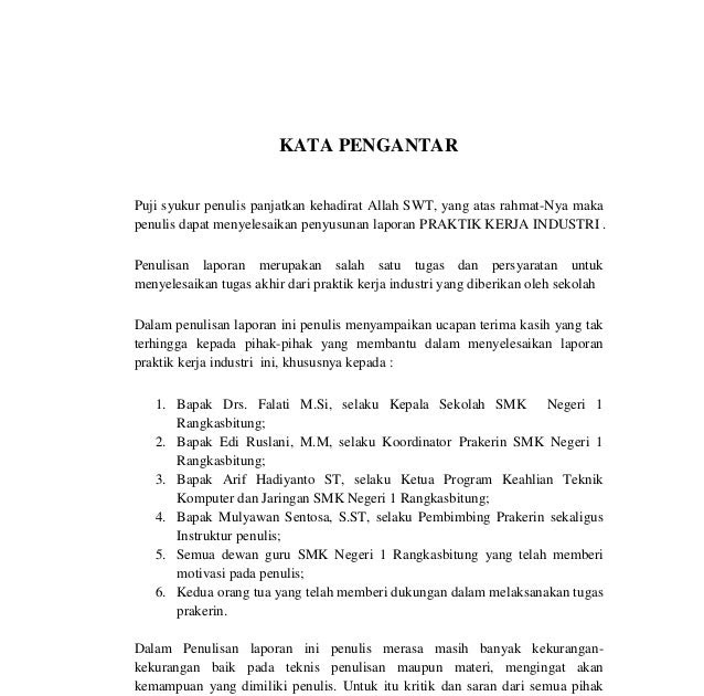 Contoh Kata Pengantar Laporan Pkl Mahasiswa Akuntansi Kumpulan Contoh Laporan