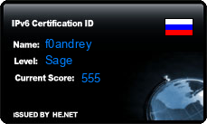 IPv6 Certification Badge for f0andrey