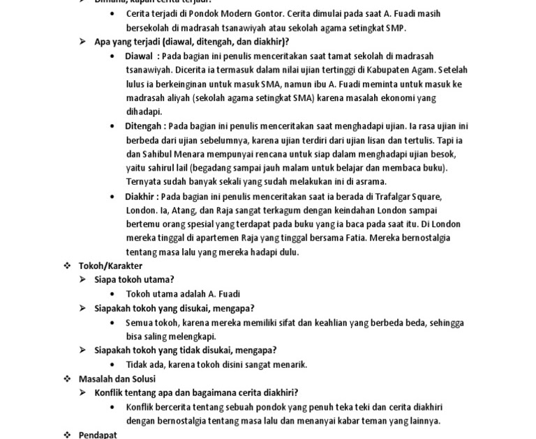 Contoh Format Khusus Laporan Buku Fiksi Kenangan Sekolah