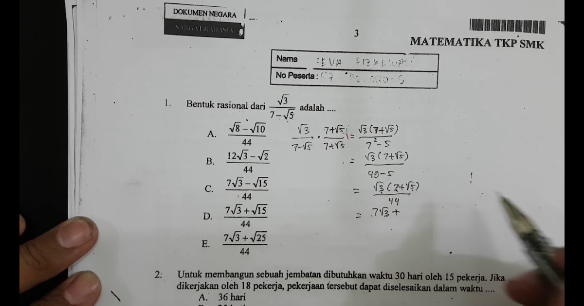 Contoh Soal Seleksi Masuk Smk