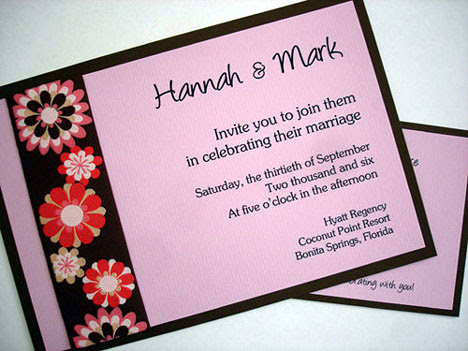 The following sample selection of modern style wedding invitations is