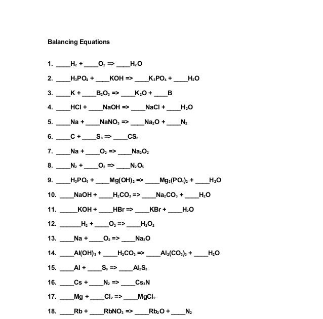 Phet Balancing Equations Answer Key : Phet Balancing Chemical Equations