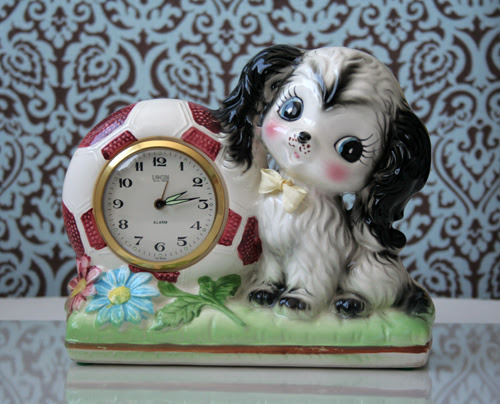 vintage puppy clock