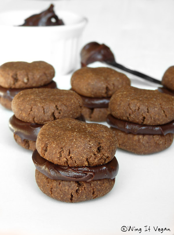 Chocolate Almond Butter Cookies with Chocolate Silk Ganache (Practically Raw)