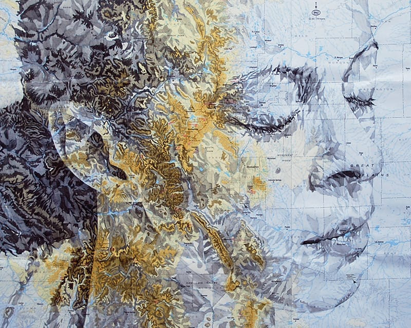 Elaborate New Portraits Drawn on Vintage Maps by Ed Fairburn Elaborate New Portraits Drawn on Vintage Maps by Ed Fairburn portraits maps drawing