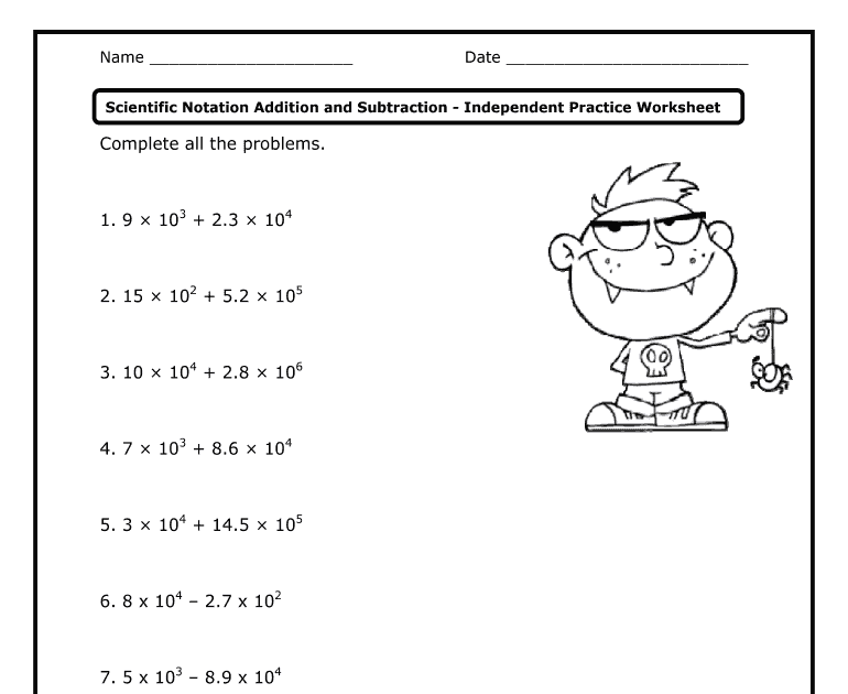 Adding And Subtracting In Scientific Notation Worksheet