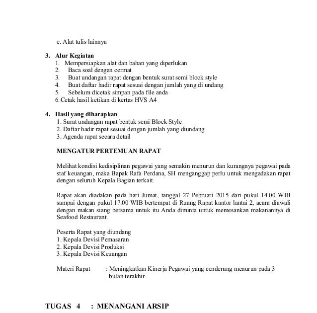 Contoh Surat Undangan Rapat Full Block Style