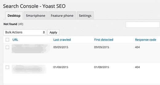 Search console data Search console data