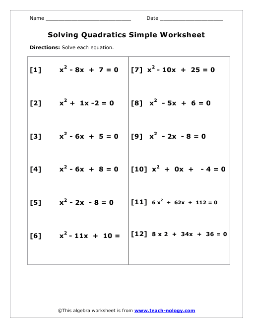 quadratic-formula-worksheets