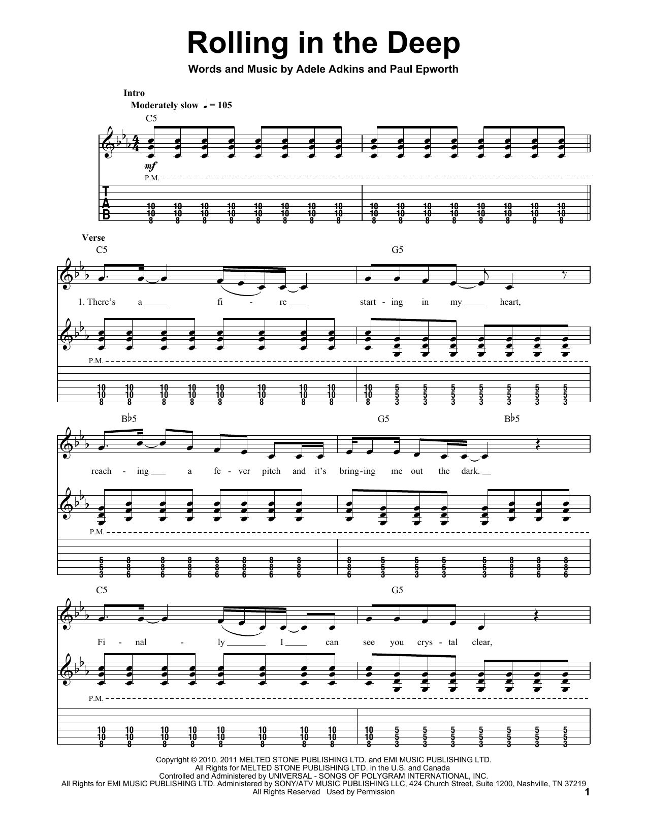 Adele Rolling In The Deep Chords Guitar