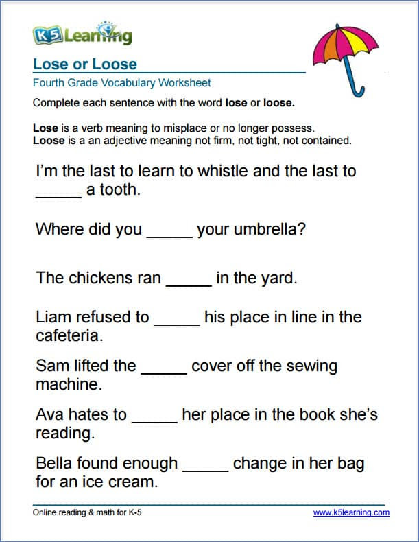Grade 4 English Worksheets Pdf Free Download