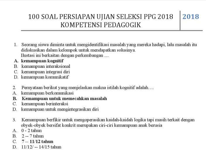 Contoh Soal Ppg 2017