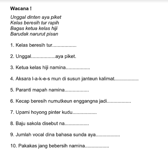 Soal Bahasa Sunda Kelas 5 Semester 2