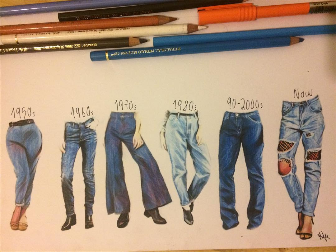 Jeans Color Pencil Drawing by Mike Gibson Jeans Color Pencil Drawing by Mike Gibson