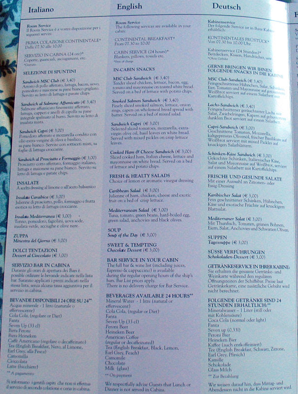 Enchantment Of The Seas Menu 2018