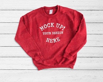 Download Sweatshirt Mock-up, Cherry Red, Styled 18000 Gildan ...