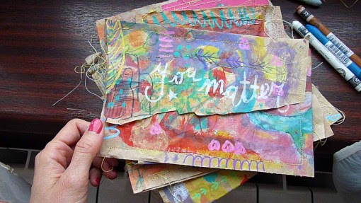 Brown paper bag April Community Thrive Art journaling challenge
