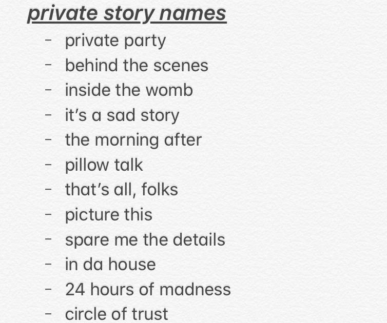 Funny Private Story Names For Sc For Guys - Latest Memes