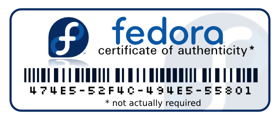 [fedora certificate of authenticity]