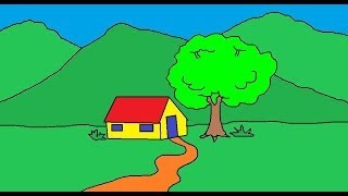 How To Draw Landscape In Ms Paint - Drawing Easy