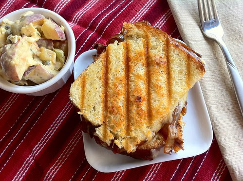 French Onion Grilled Cheese Sandwich Overhead