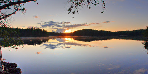 lake with mist