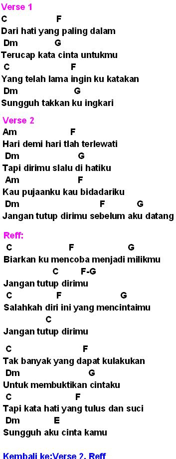 Chord Lagu Dealova Aku Ingin Menjadi
