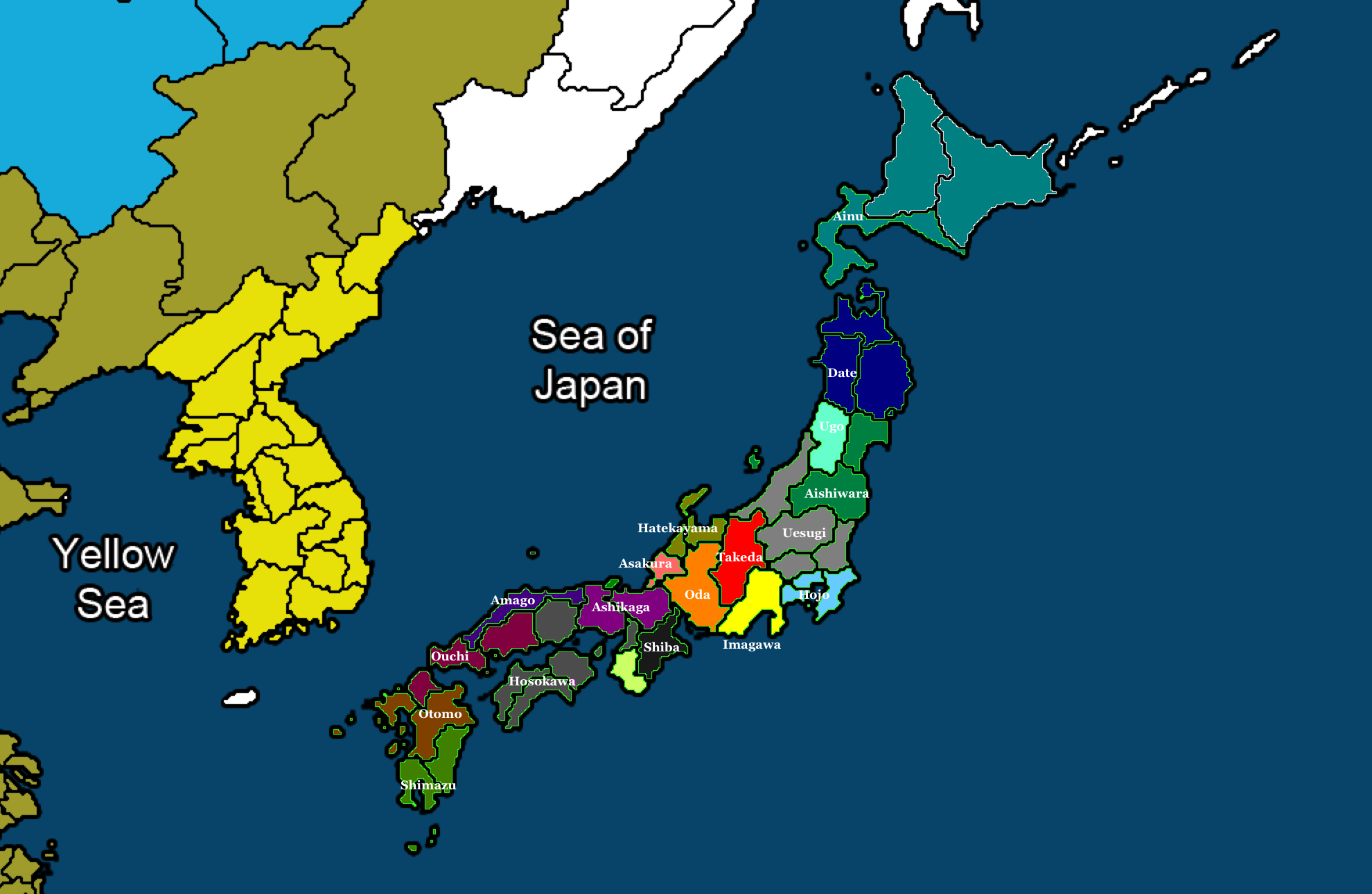 Карта Японии Сэнгоку Дзидай