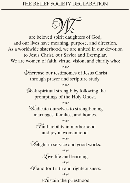 Approaching The Throne Of God With Confidence Relief Society Declaration