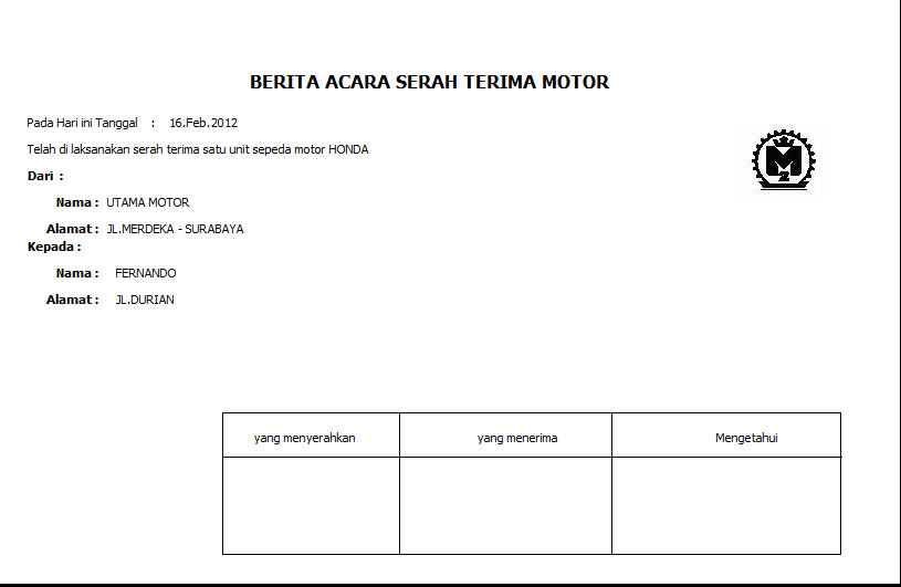 Contoh Surat Berita Acara Serah Terima Kunci Rumah - Cara 