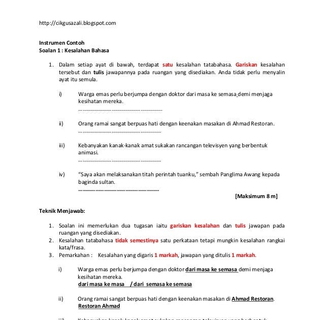 Latihan Tatabahasa Pt3 Bahasa Melayu Dengan Jawapan