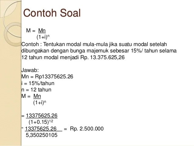 Contoh Soal Matematika Keuangan Bunga Majemuk