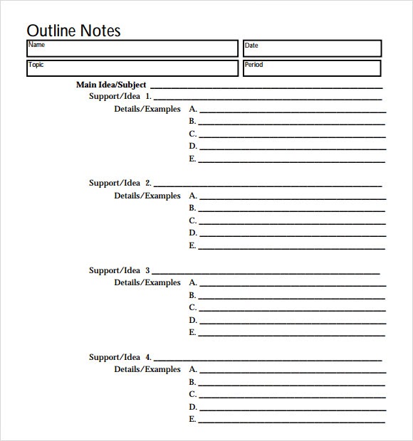 Key Word Outline Template