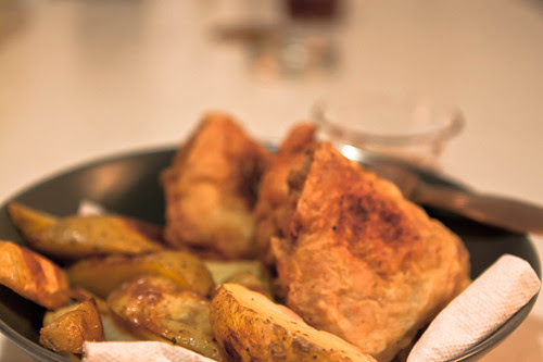 Fried chicken + home baked fries