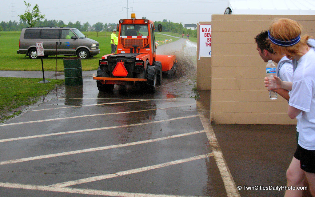 With all of the rain we had that morning, your going to get a collection of puddles. Unfortunately, this very large puddle formed just after the finish line of the race.