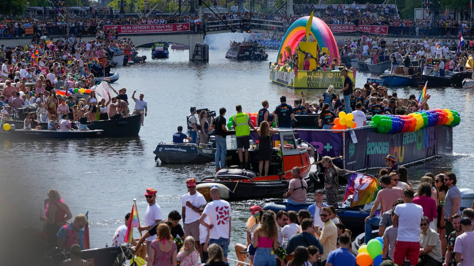 Pride on the canal: Huge crowds at Amsterdam water parade