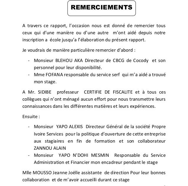 Exemple De Rapport De Stage Bts En Cote Divoire Exemple De Groupes