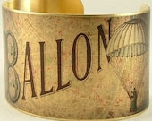Hot Air Balloon Jewelry - Victorian Parisian - Le Ballon Race - Brass Cuff Bracelet - JezebelCharms