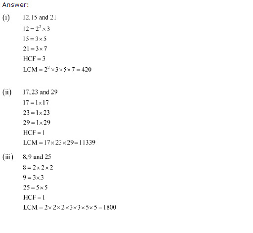 NCERT Solutions for Class 10th Maths Chapter 1 - Real Numbers