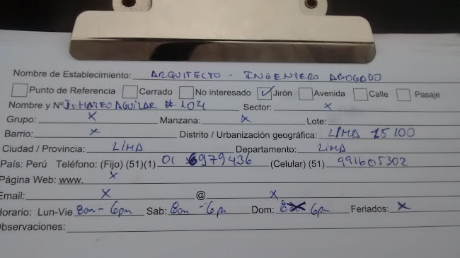 Opiniones de M.R. & V.H. Arquitecto-Ingenieros-Abogados en Lima - Abogado