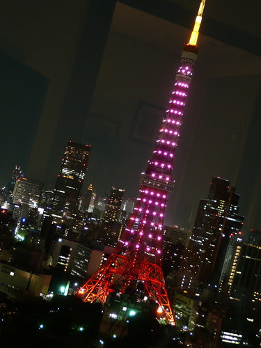 Tokyo Tower at night. This was St Valentines day when it was in Purple.