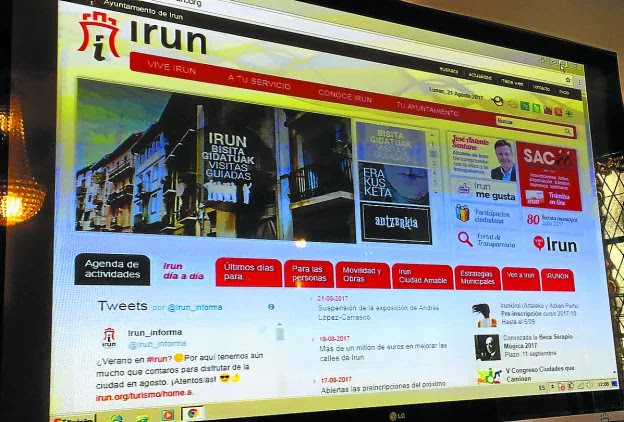 Online. Página de inicio de la web del Ayuntamiento de Irun, que va a ser renovada.