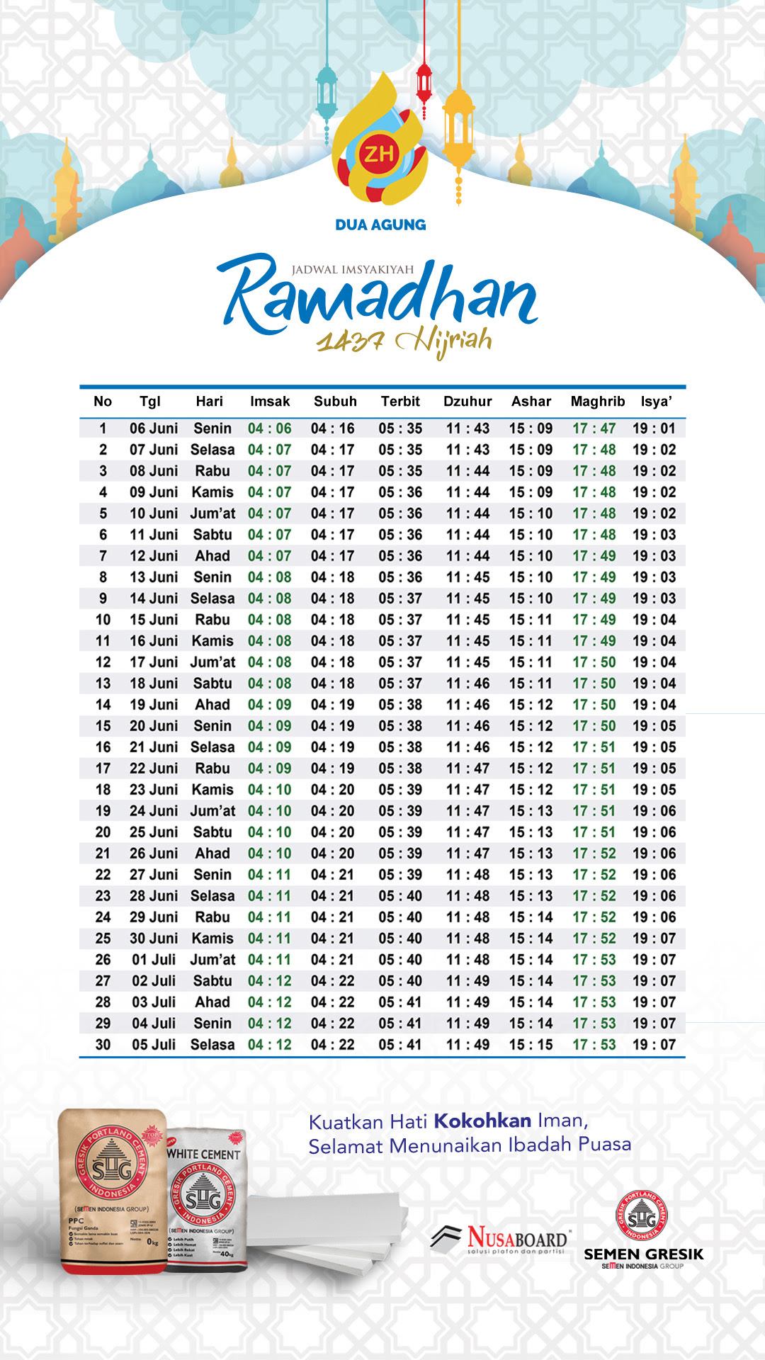 Jadwal Imsakiyah dan Waktu Shalat Ramadhan 1437 H / 2016 M ...