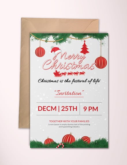 Christmas Invitation Word Document Template | HQ Template Documents